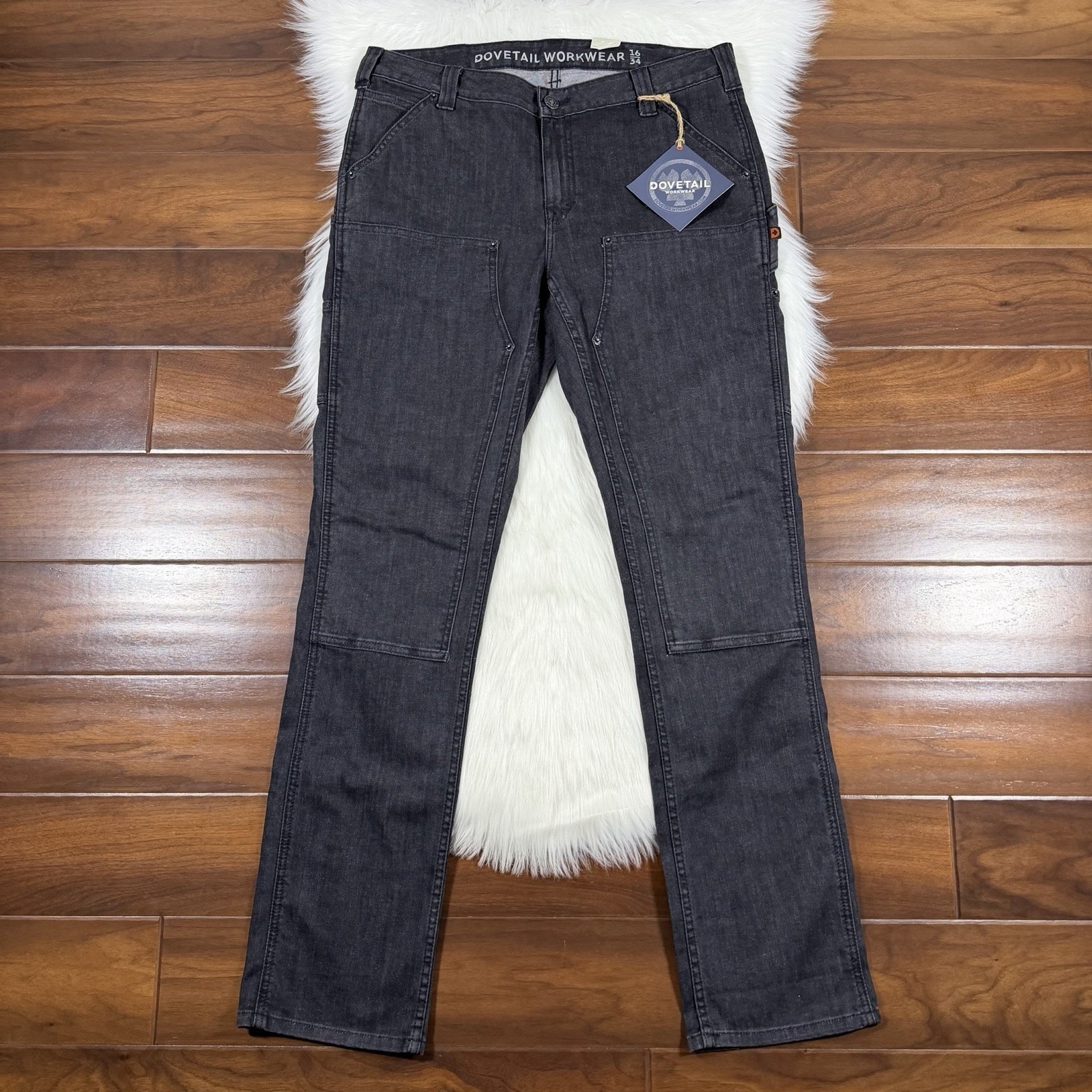 Dovetail Workwear Women's Size 16 X 34 Black Maven Slim Cargo Ultity Denim Jeans